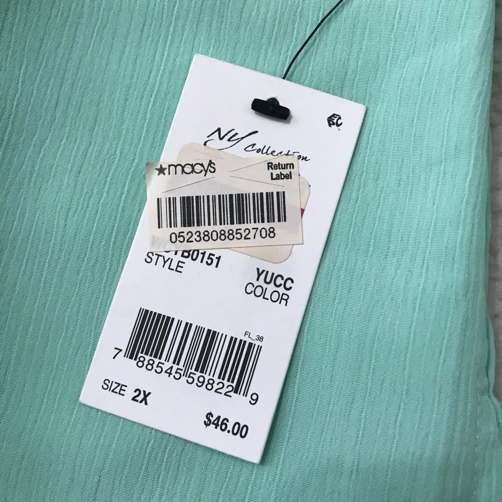 SOLD Mint Green Long Sleeve Top Button Down Blouse Pit to Pit 25" Size 2X 🚨 - Picture 3 of 13